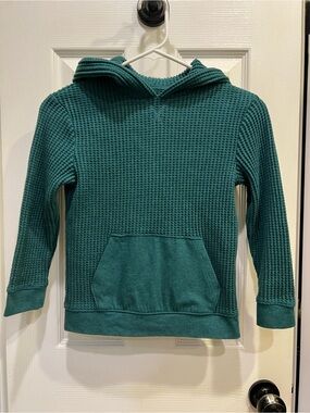 Waffle Knit Hooded Pullover in Teal kids
